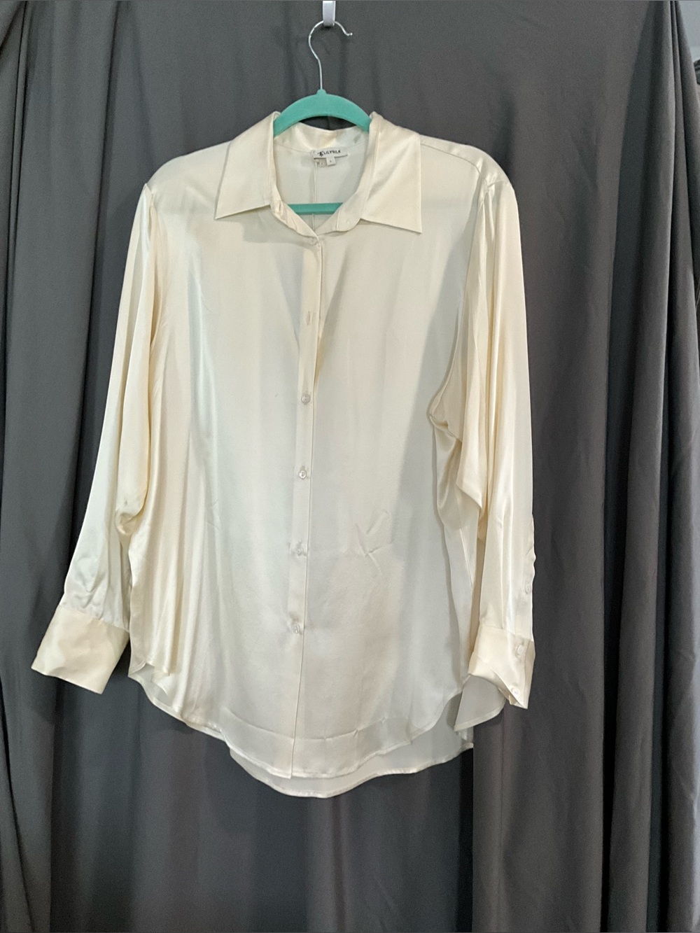 Lily Silk Button-Up Blouse in Ivory with tags